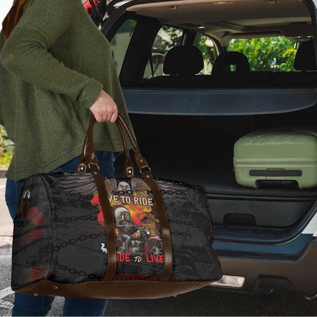 Indian Motorcycle Travel Bag Live To Ride Skull Biker Native American - Wonder Print Shop