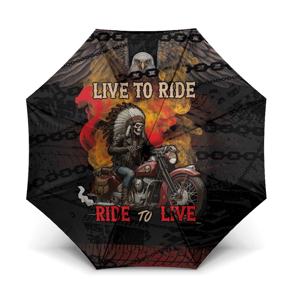 Indian Motorcycle Umbrella Live To Ride Skull Biker Native American - Wonder Print Shop