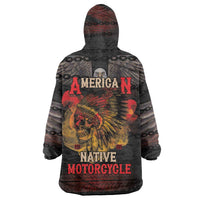 Indian Motorcycle Wearable Blanket Hoodie Live To Ride Skull Biker Native American - Wonder Print Shop
