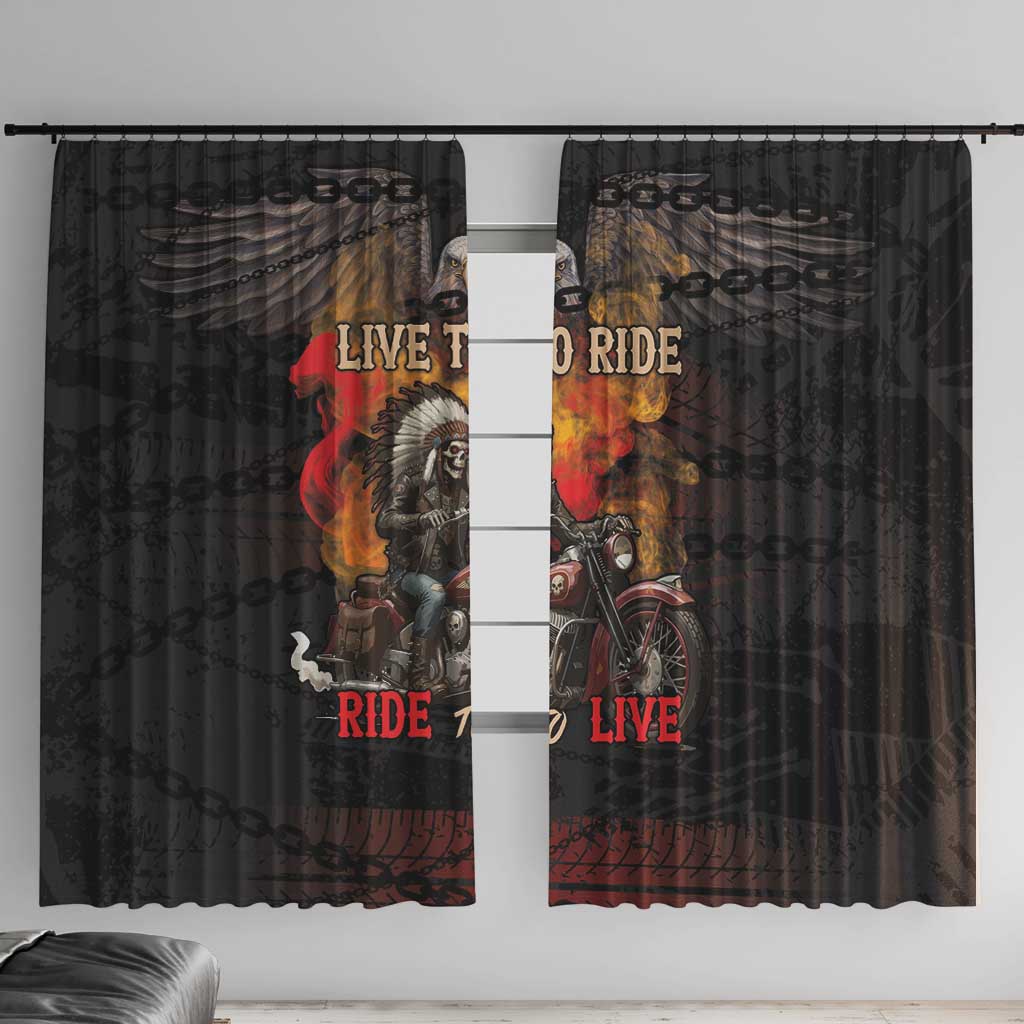 Indian Motorcycle Window Curtain Live To Ride Skull Biker Native American - Wonder Print Shop