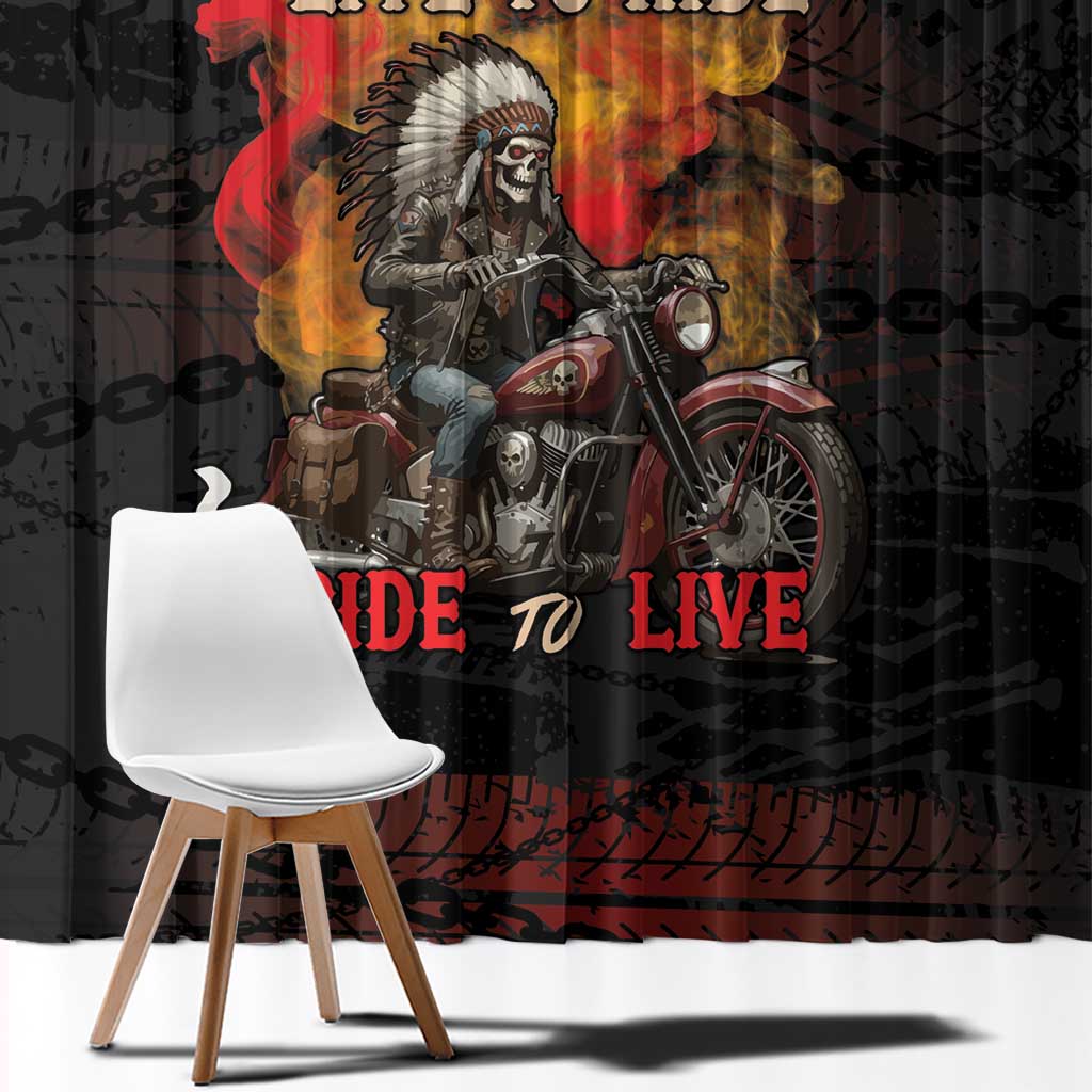 Indian Motorcycle Window Curtain Live To Ride Skull Biker Native American - Wonder Print Shop