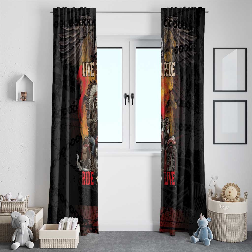 Indian Motorcycle Window Curtain Live To Ride Skull Biker Native American - Wonder Print Shop
