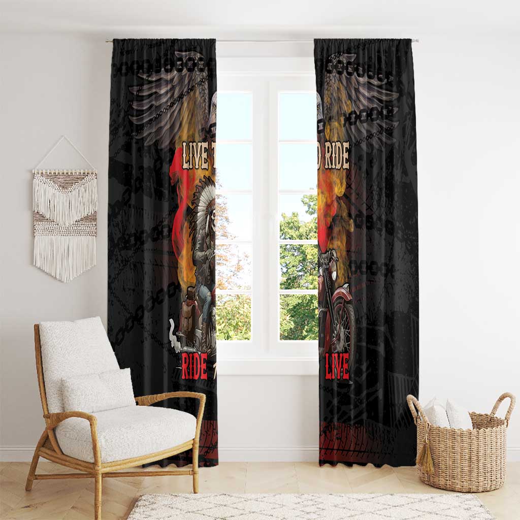 Indian Motorcycle Window Curtain Live To Ride Skull Biker Native American - Wonder Print Shop