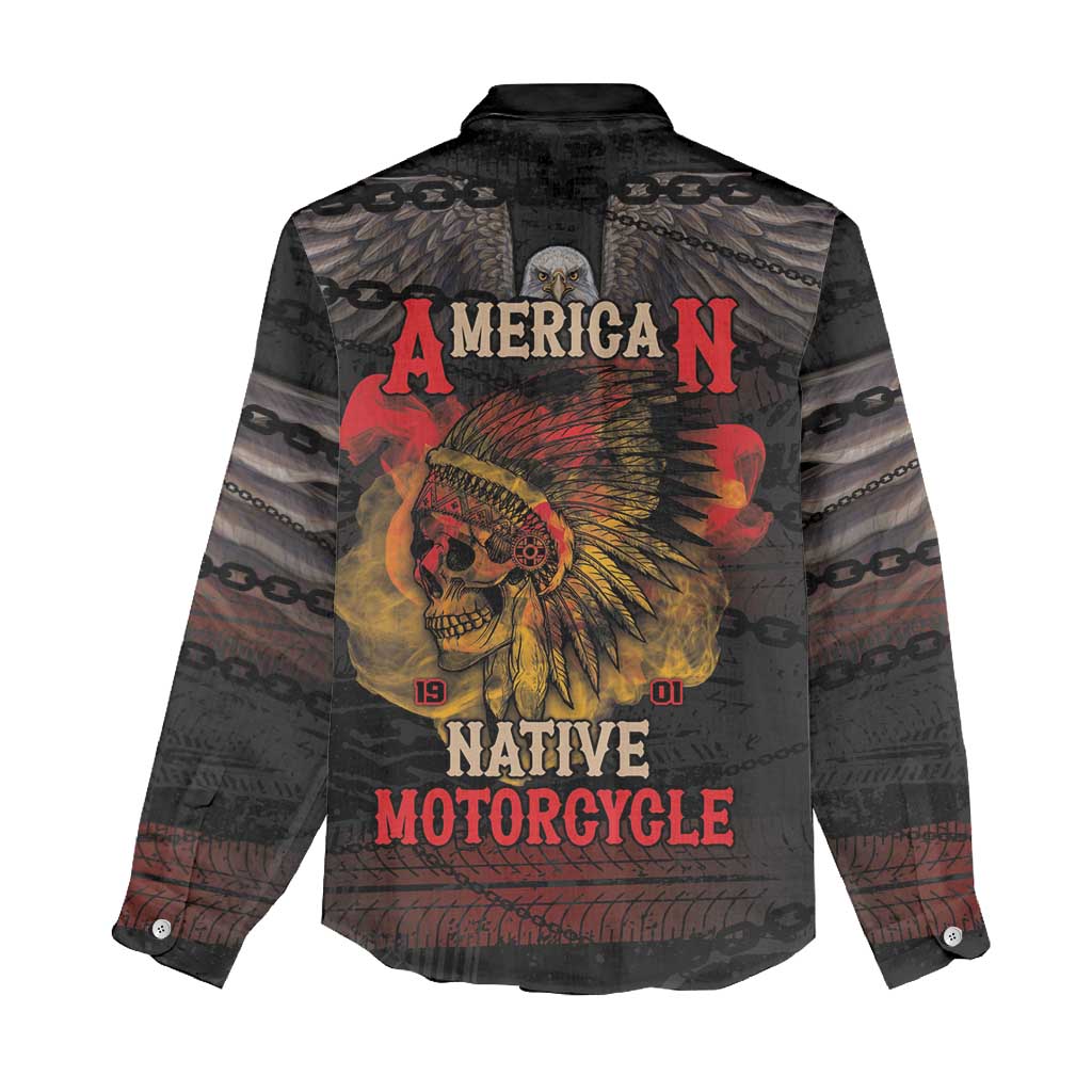 Indian Motorcycle Women Casual Shirt Live To Ride Skull Biker Native American - Wonder Print Shop