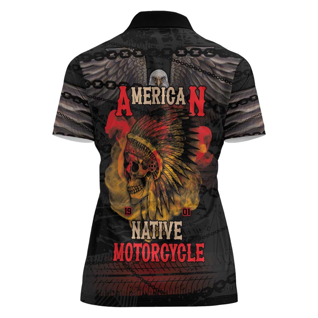 Indian Motorcycle Women Polo Shirt Live To Ride Skull Biker Native American - Wonder Print Shop