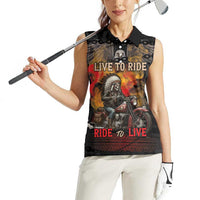 Indian Motorcycle Women Sleeveless Polo Shirt Live To Ride Skull Biker Native American - Wonder Print Shop