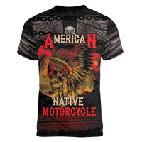 Indian Motorcycle Women V-Neck T-Shirt Live To Ride Skull Biker Native American - Wonder Print Shop