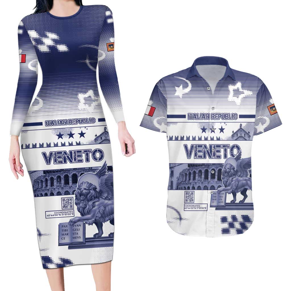 Personalized Italy Veneto Couples Matching Long Sleeve Bodycon Dress and Hawaiian Shirt Lion Saint Mark Of Venetian Republic - Wonder Print Shop