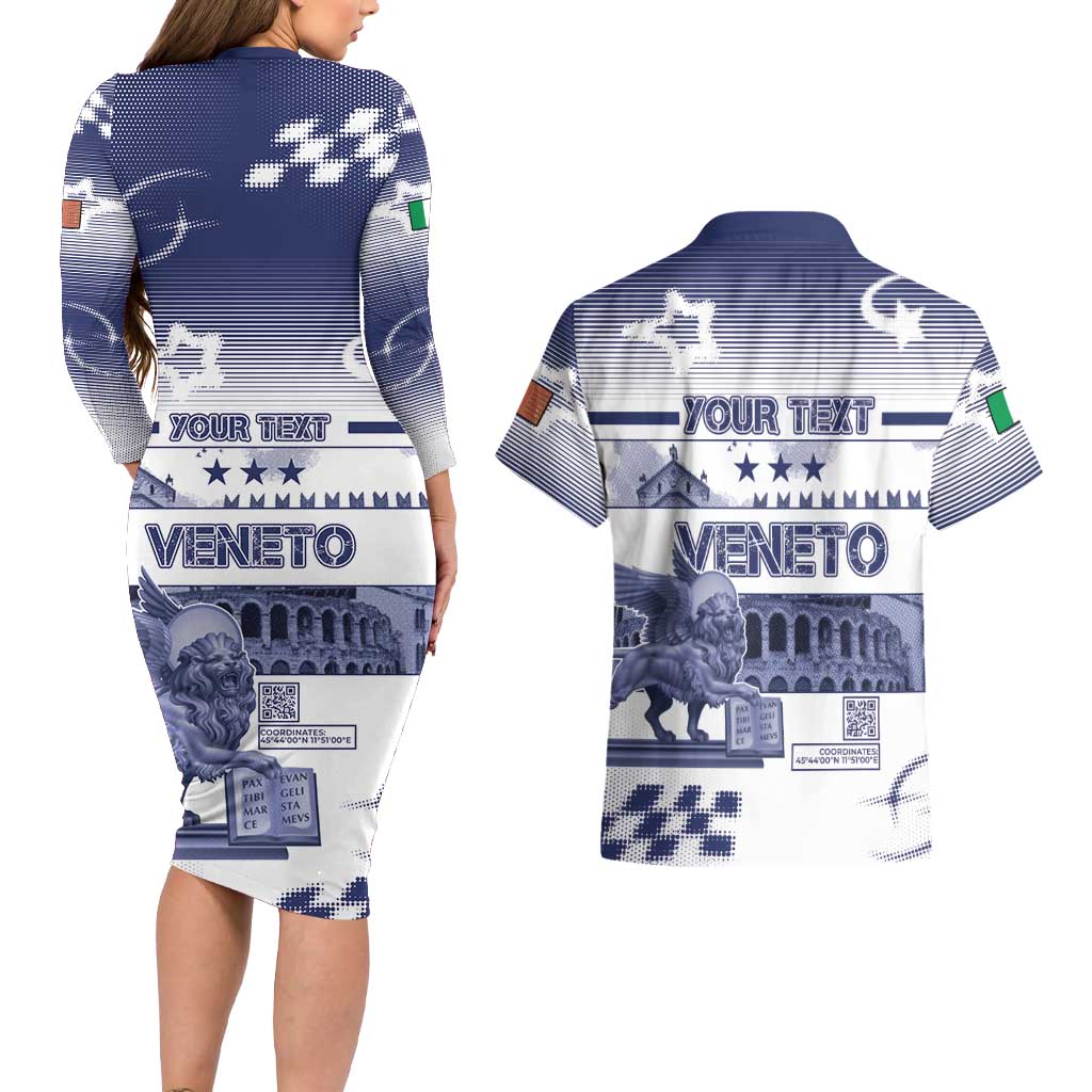 Personalized Italy Veneto Couples Matching Long Sleeve Bodycon Dress and Hawaiian Shirt Lion Saint Mark Of Venetian Republic - Wonder Print Shop