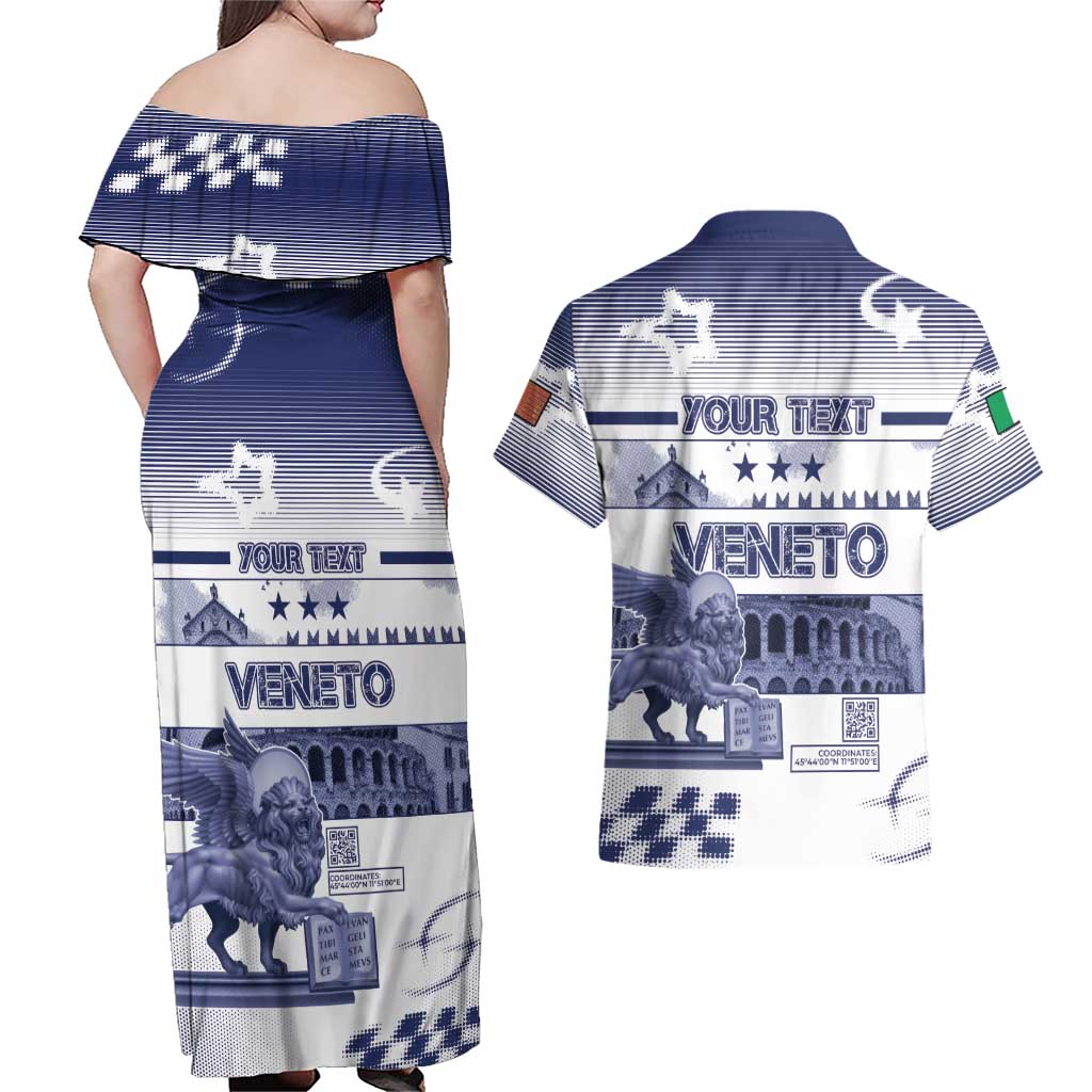 Personalized Italy Veneto Couples Matching Off Shoulder Maxi Dress and Hawaiian Shirt Lion Saint Mark Of Venetian Republic - Wonder Print Shop
