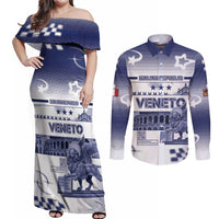 Personalized Italy Veneto Couples Matching Off Shoulder Maxi Dress and Long Sleeve Button Shirt Lion Saint Mark Of Venetian Republic - Wonder Print Shop