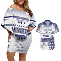 Personalized Italy Veneto Couples Matching Off Shoulder Short Dress and Hawaiian Shirt Lion Saint Mark Of Venetian Republic - Wonder Print Shop