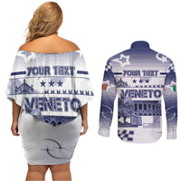 Personalized Italy Veneto Couples Matching Off Shoulder Short Dress and Long Sleeve Button Shirt Lion Saint Mark Of Venetian Republic - Wonder Print Shop