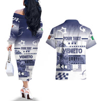 Personalized Italy Veneto Couples Matching Off The Shoulder Long Sleeve Dress and Hawaiian Shirt Lion Saint Mark Of Venetian Republic - Wonder Print Shop