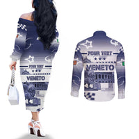 Personalized Italy Veneto Couples Matching Off The Shoulder Long Sleeve Dress and Long Sleeve Button Shirt Lion Saint Mark Of Venetian Republic - Wonder Print Shop