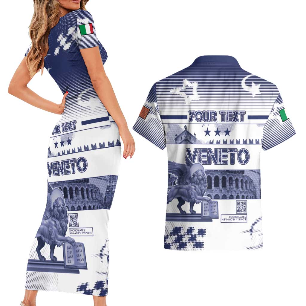 Personalized Italy Veneto Couples Matching Short Sleeve Bodycon Dress and Hawaiian Shirt Lion Saint Mark Of Venetian Republic - Wonder Print Shop
