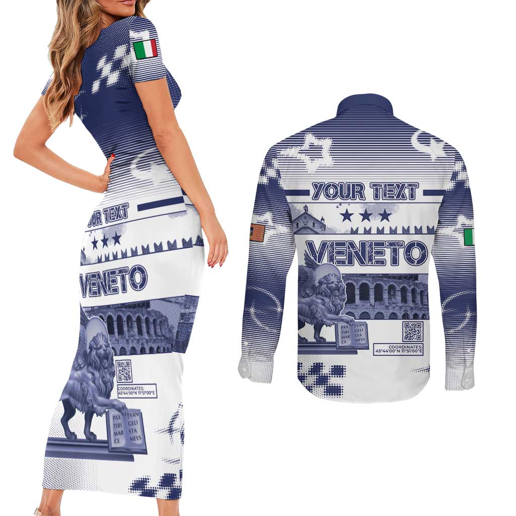 Personalized Italy Veneto Couples Matching Short Sleeve Bodycon Dress and Long Sleeve Button Shirt Lion Saint Mark Of Venetian Republic - Wonder Print Shop