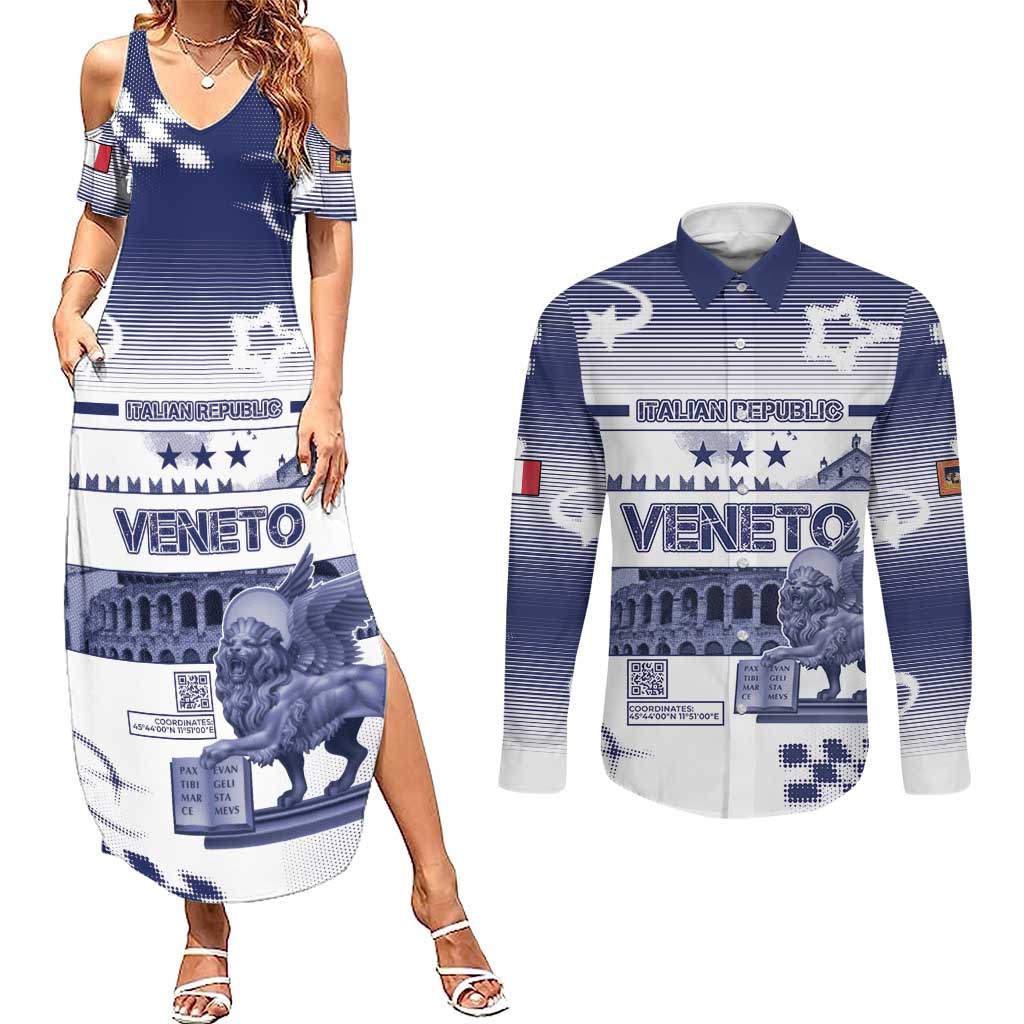 Personalized Italy Veneto Couples Matching Summer Maxi Dress and Long Sleeve Button Shirt Lion Saint Mark Of Venetian Republic - Wonder Print Shop