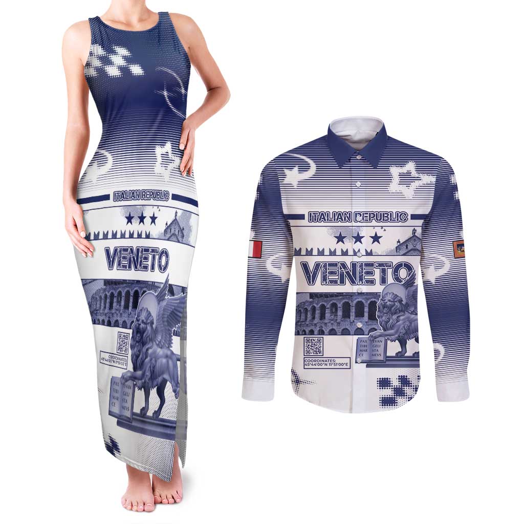 Personalized Italy Veneto Couples Matching Tank Maxi Dress and Long Sleeve Button Shirt Lion Saint Mark Of Venetian Republic - Wonder Print Shop