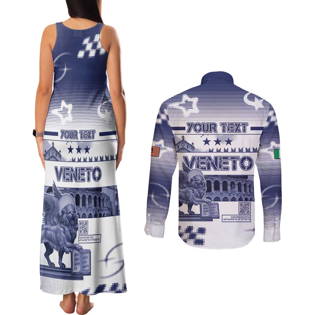 Personalized Italy Veneto Couples Matching Tank Maxi Dress and Long Sleeve Button Shirt Lion Saint Mark Of Venetian Republic - Wonder Print Shop