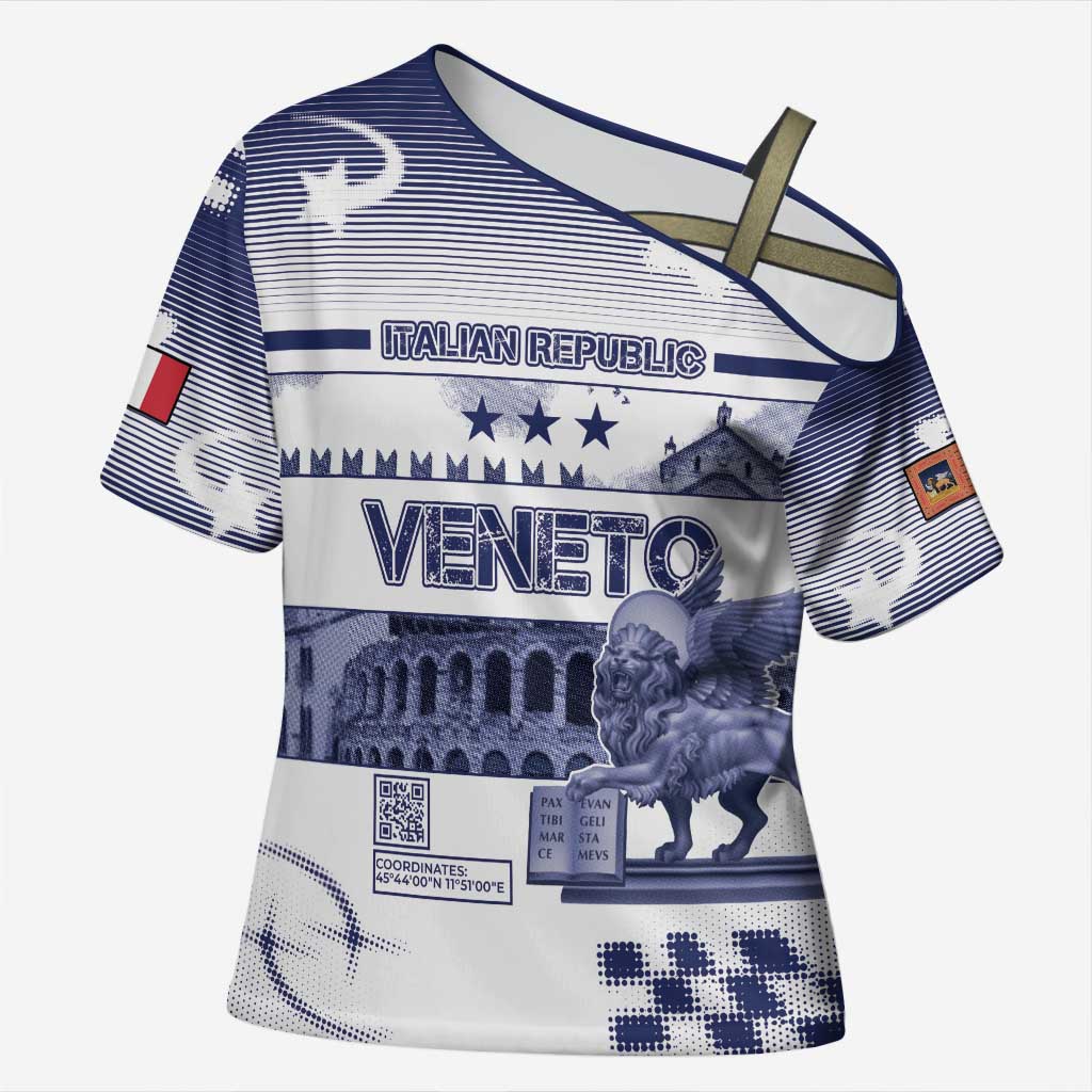 Personalized Italy Veneto Cross Shoulder Shirt Lion Saint Mark Of Venetian Republic - Wonder Print Shop