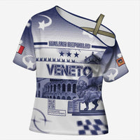 Personalized Italy Veneto Cross Shoulder Shirt Lion Saint Mark Of Venetian Republic - Wonder Print Shop