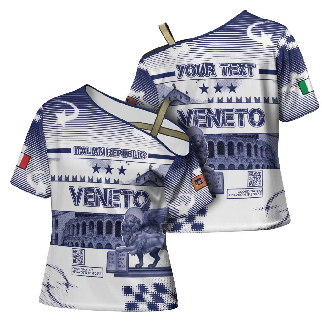 Personalized Italy Veneto Cross Shoulder Shirt Lion Saint Mark Of Venetian Republic - Wonder Print Shop