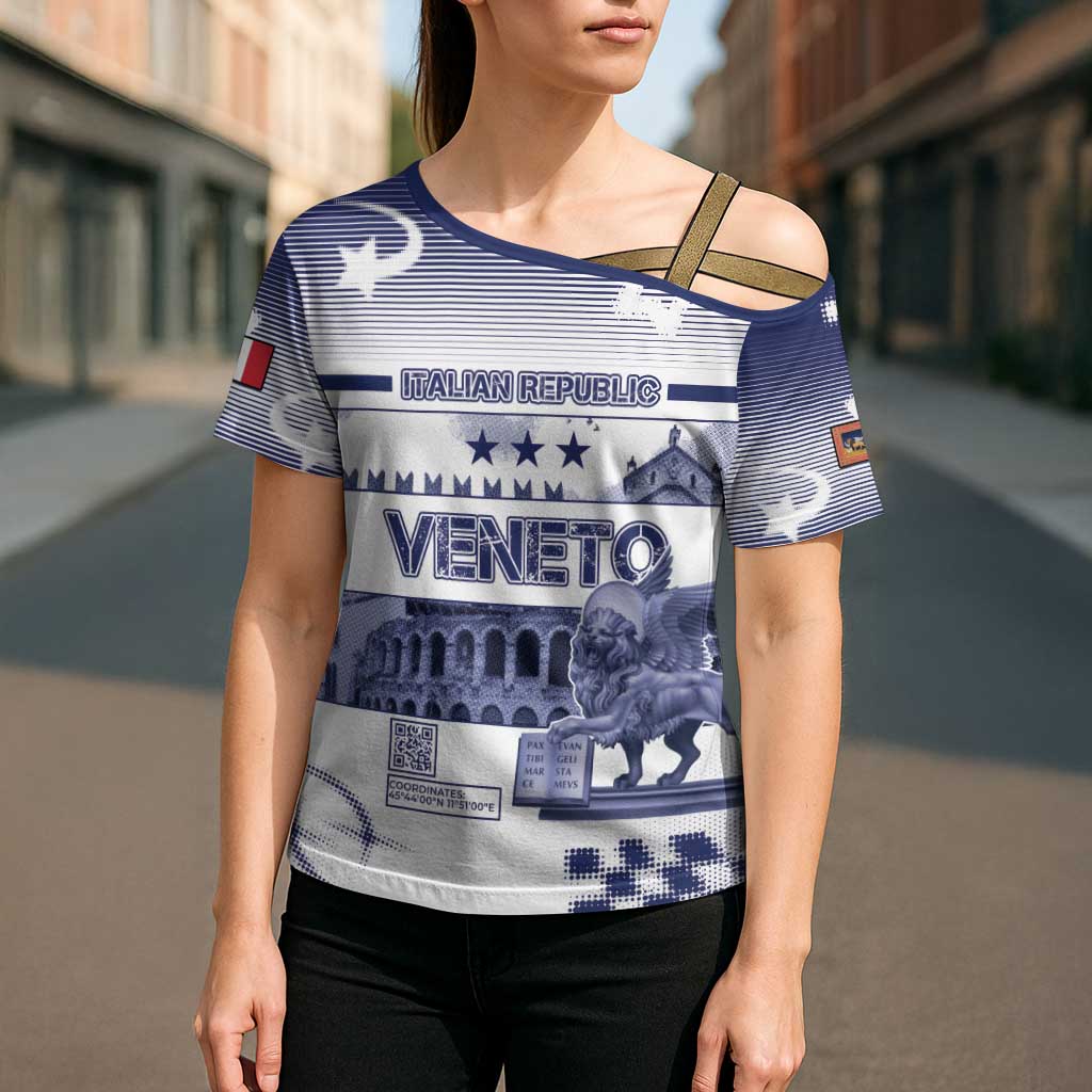 Personalized Italy Veneto Cross Shoulder Shirt Lion Saint Mark Of Venetian Republic - Wonder Print Shop