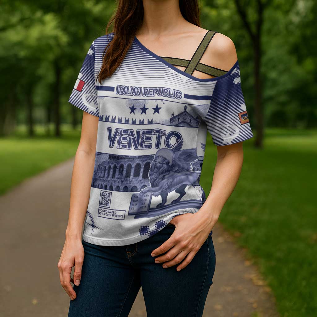 Personalized Italy Veneto Cross Shoulder Shirt Lion Saint Mark Of Venetian Republic - Wonder Print Shop