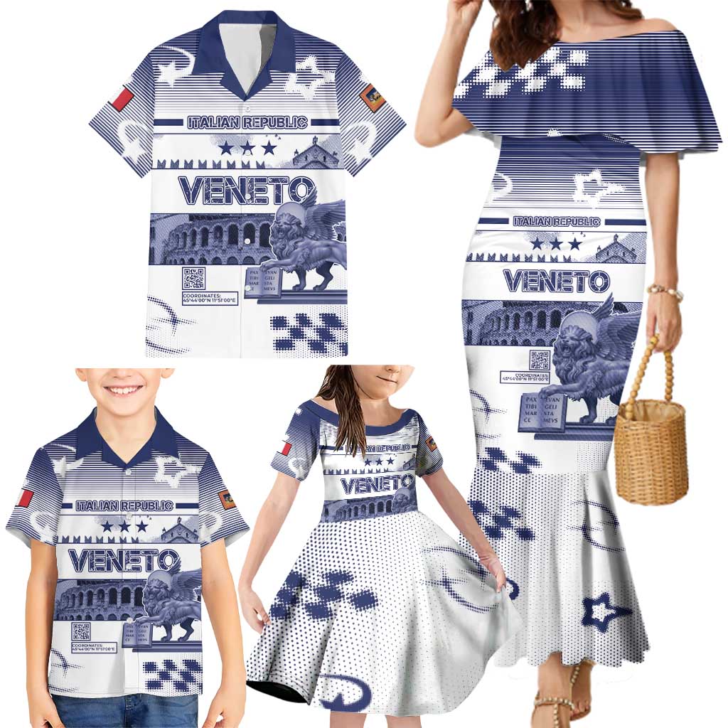 Personalized Italy Veneto Family Matching Mermaid Dress and Hawaiian Shirt Lion Saint Mark Of Venetian Republic - Wonder Print Shop