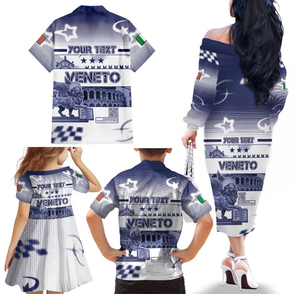 Personalized Italy Veneto Family Matching Off The Shoulder Long Sleeve Dress and Hawaiian Shirt Lion Saint Mark Of Venetian Republic - Wonder Print Shop