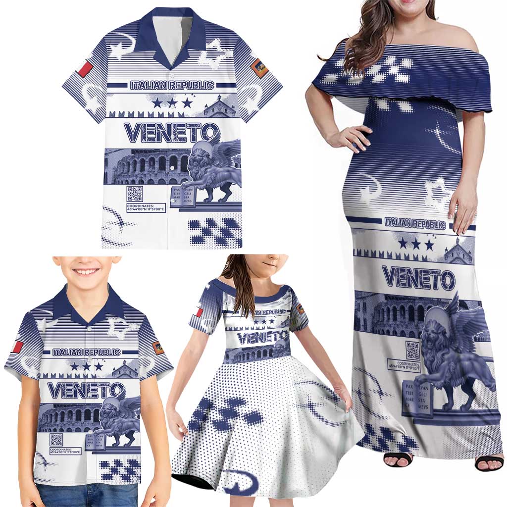 Personalized Italy Veneto Family Matching Off Shoulder Maxi Dress and Hawaiian Shirt Lion Saint Mark Of Venetian Republic - Wonder Print Shop