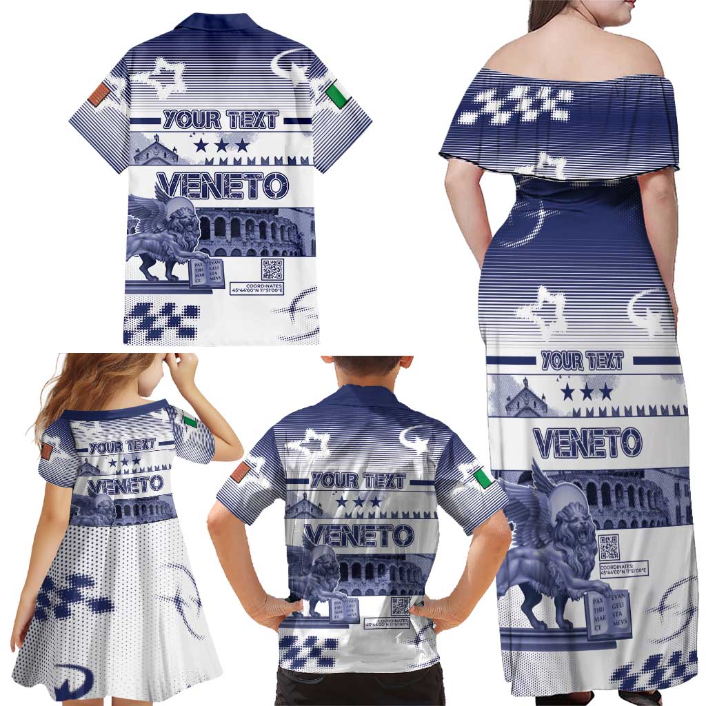 Personalized Italy Veneto Family Matching Off Shoulder Maxi Dress and Hawaiian Shirt Lion Saint Mark Of Venetian Republic - Wonder Print Shop