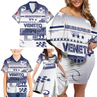 Personalized Italy Veneto Family Matching Off Shoulder Short Dress and Hawaiian Shirt Lion Saint Mark Of Venetian Republic - Wonder Print Shop