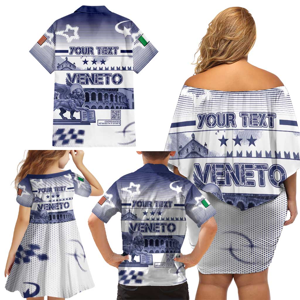 Personalized Italy Veneto Family Matching Off Shoulder Short Dress and Hawaiian Shirt Lion Saint Mark Of Venetian Republic - Wonder Print Shop