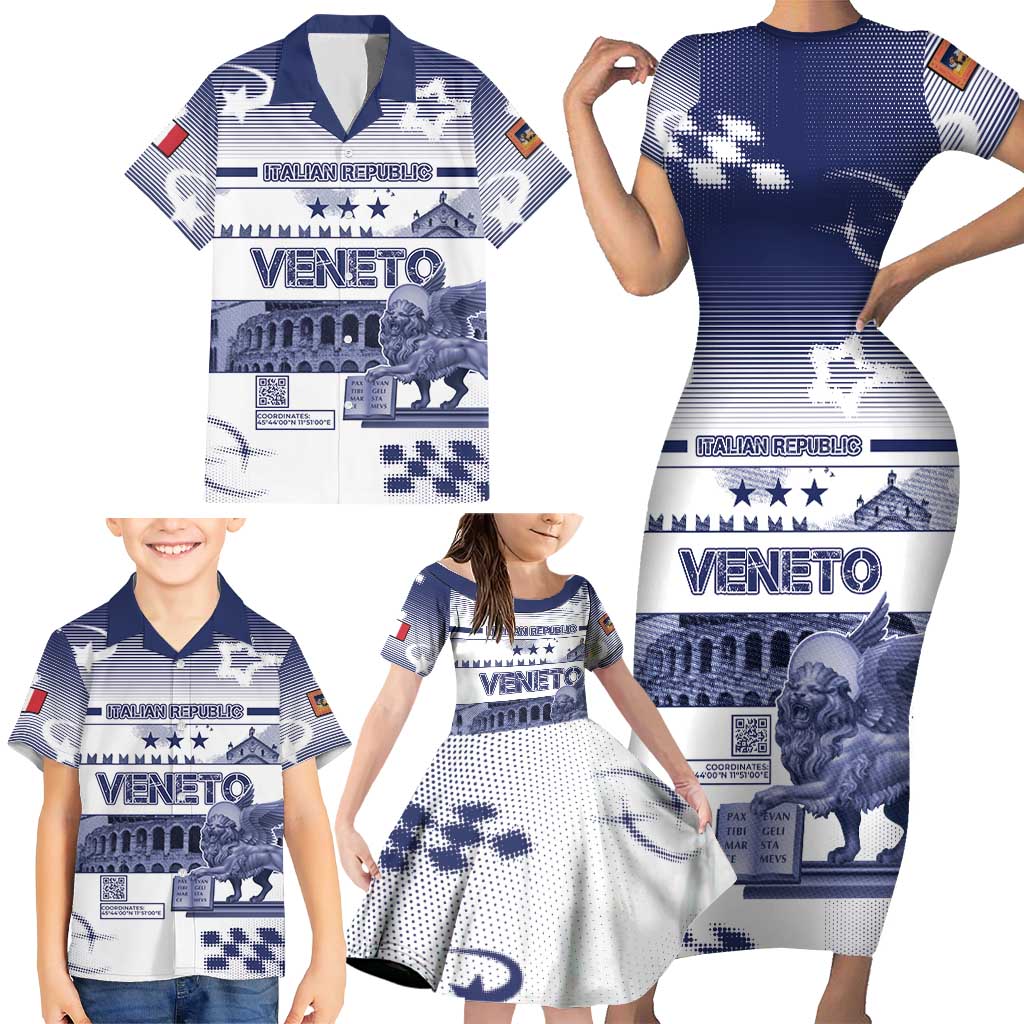 Personalized Italy Veneto Family Matching Short Sleeve Bodycon Dress and Hawaiian Shirt Lion Saint Mark Of Venetian Republic - Wonder Print Shop