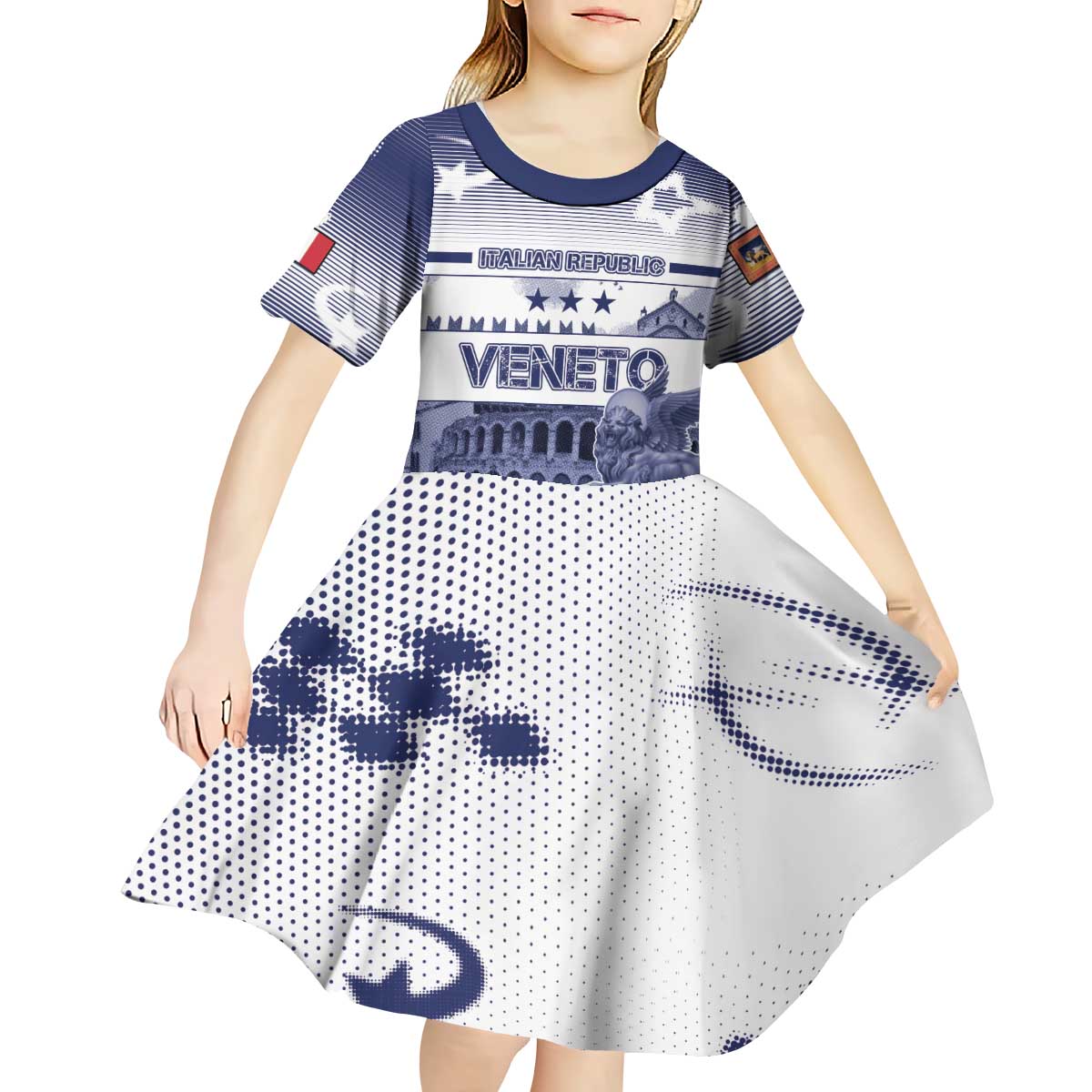 Personalized Italy Veneto Kid Short Sleeve Dress Lion Saint Mark Of Venetian Republic - Wonder Print Shop