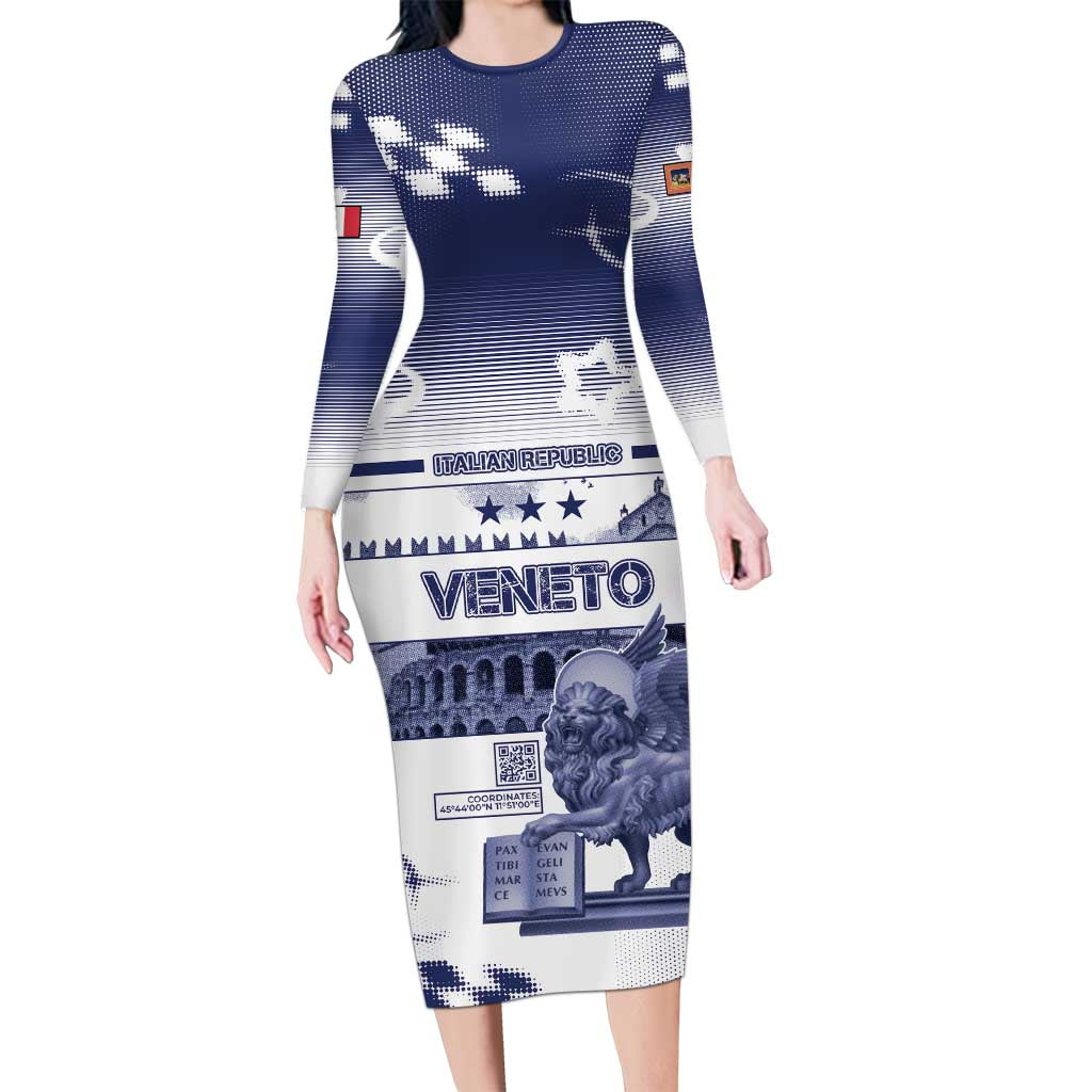Personalized Italy Veneto Long Sleeve Bodycon Dress Lion Saint Mark Of Venetian Republic - Wonder Print Shop