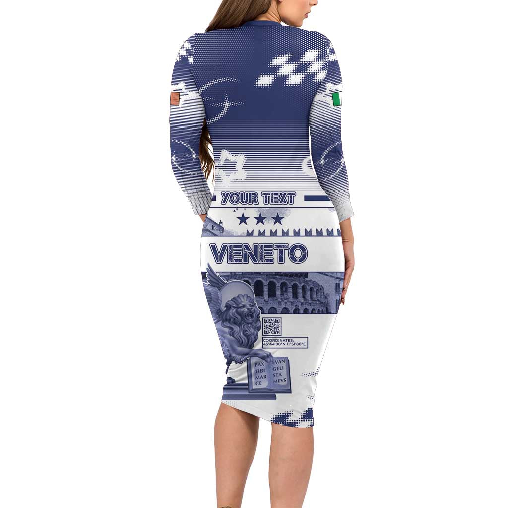 Personalized Italy Veneto Long Sleeve Bodycon Dress Lion Saint Mark Of Venetian Republic - Wonder Print Shop