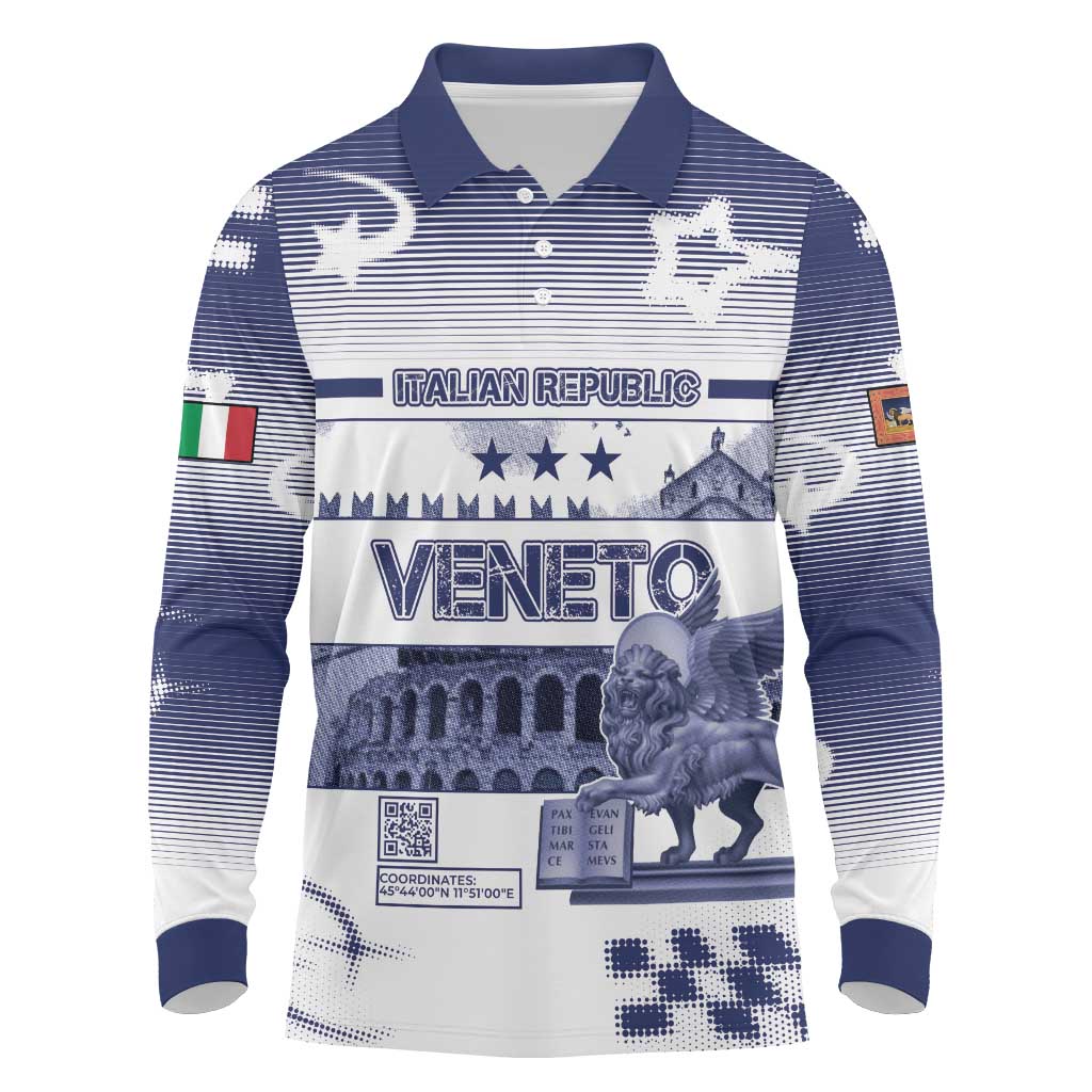 Personalized Italy Veneto Long Sleeve Polo Shirt Lion Saint Mark Of Venetian Republic - Wonder Print Shop