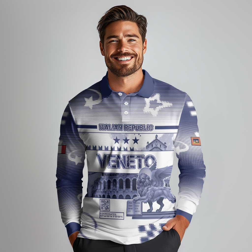 Personalized Italy Veneto Long Sleeve Polo Shirt Lion Saint Mark Of Venetian Republic - Wonder Print Shop
