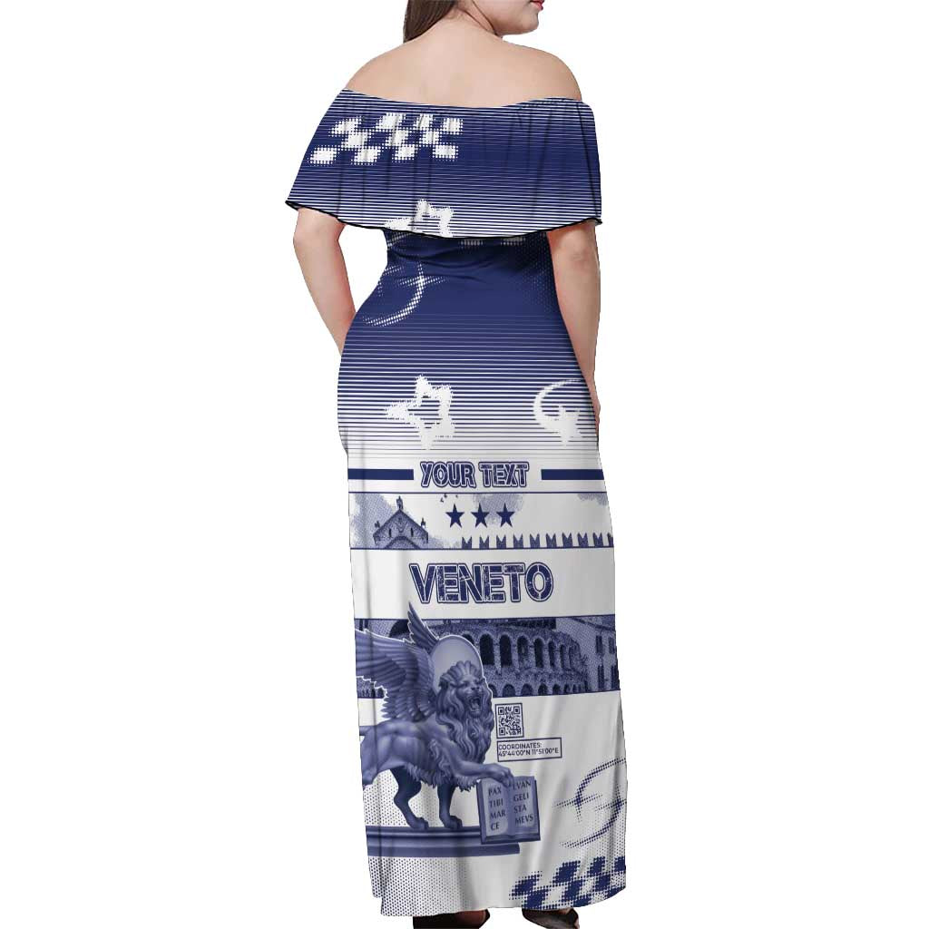 Personalized Italy Veneto Off Shoulder Maxi Dress Lion Saint Mark Of Venetian Republic - Wonder Print Shop
