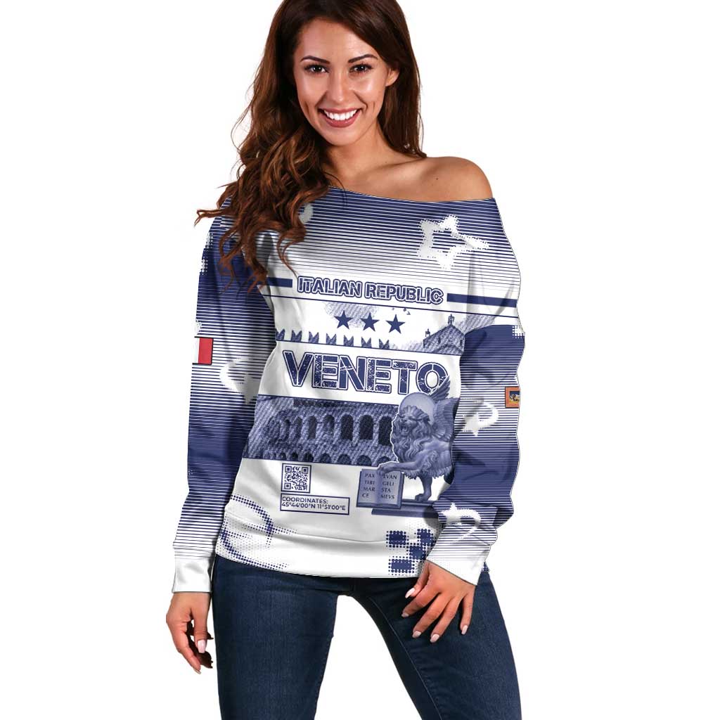 Personalized Italy Veneto Off Shoulder Sweater Lion Saint Mark Of Venetian Republic - Wonder Print Shop