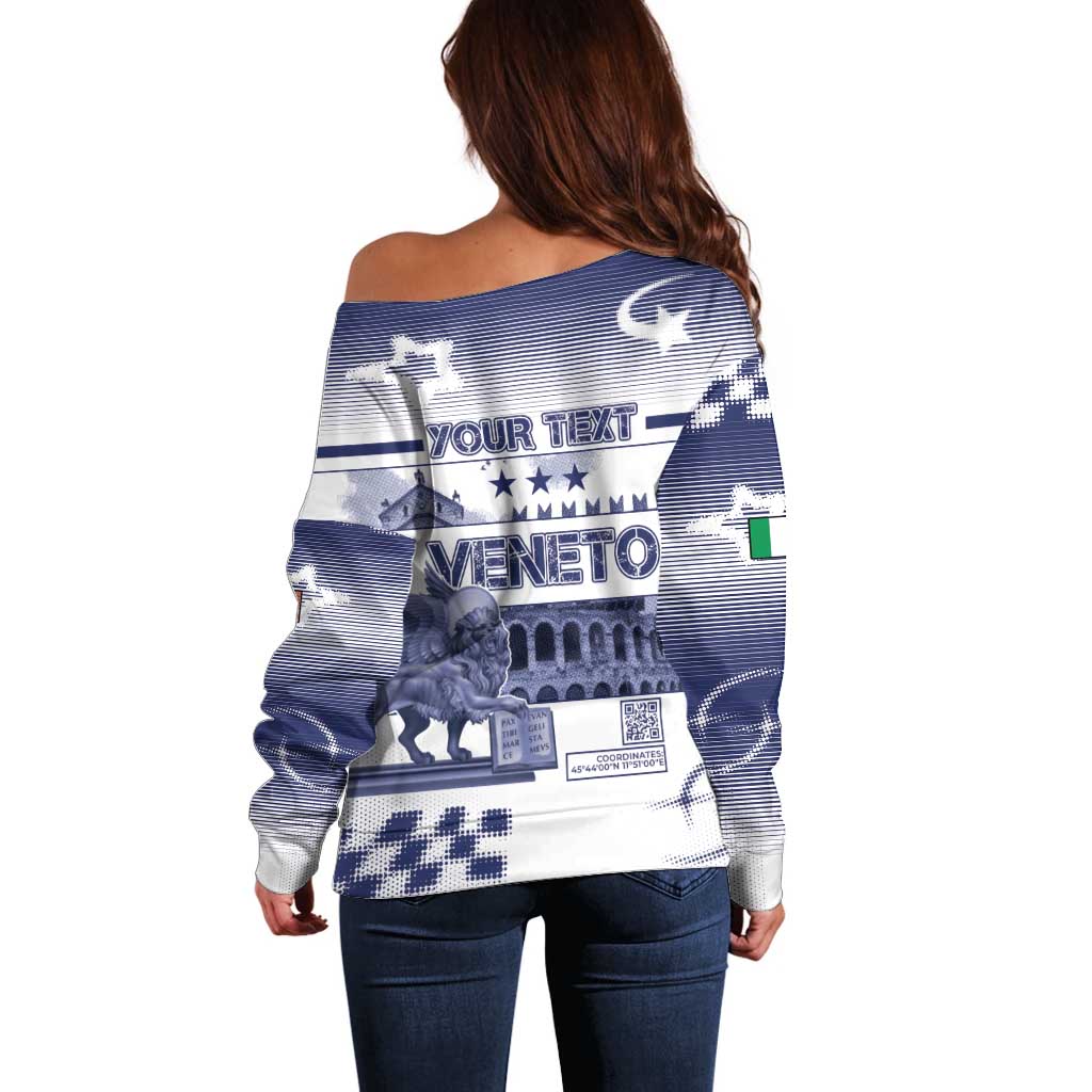 Personalized Italy Veneto Off Shoulder Sweater Lion Saint Mark Of Venetian Republic - Wonder Print Shop