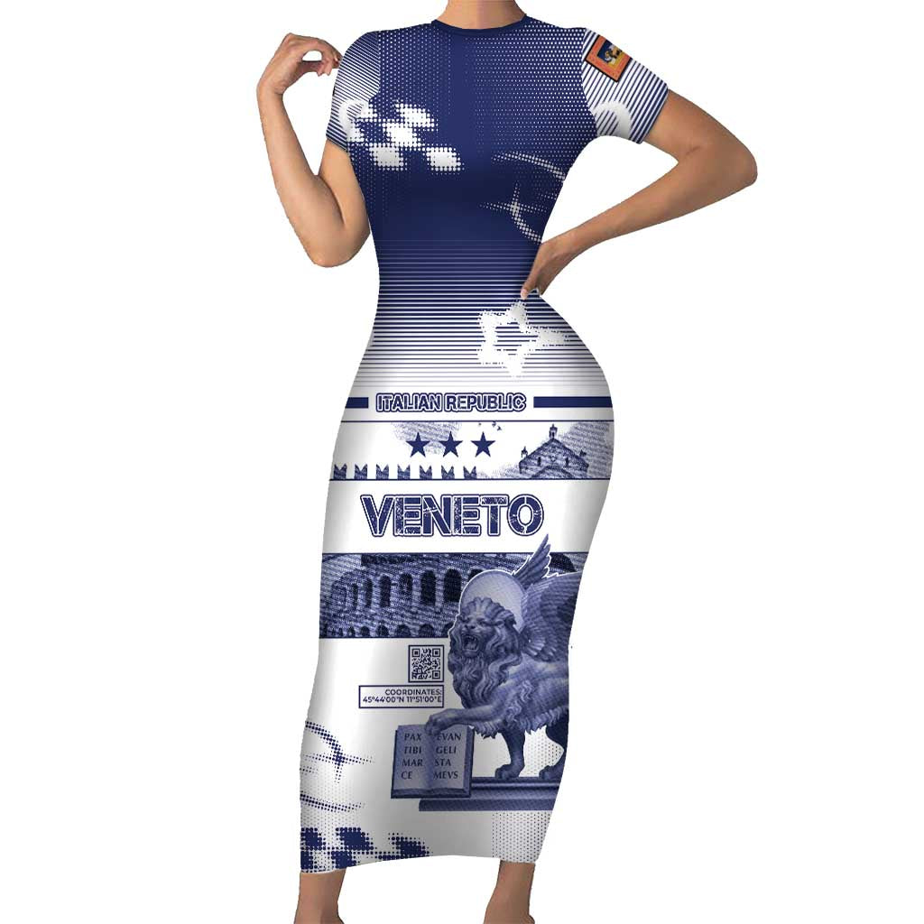 Personalized Italy Veneto Short Sleeve Bodycon Dress Lion Saint Mark Of Venetian Republic - Wonder Print Shop