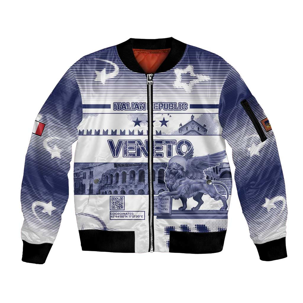 Personalized Italy Veneto Sleeve Zip Bomber Jacket Lion Saint Mark Of Venetian Republic - Wonder Print Shop