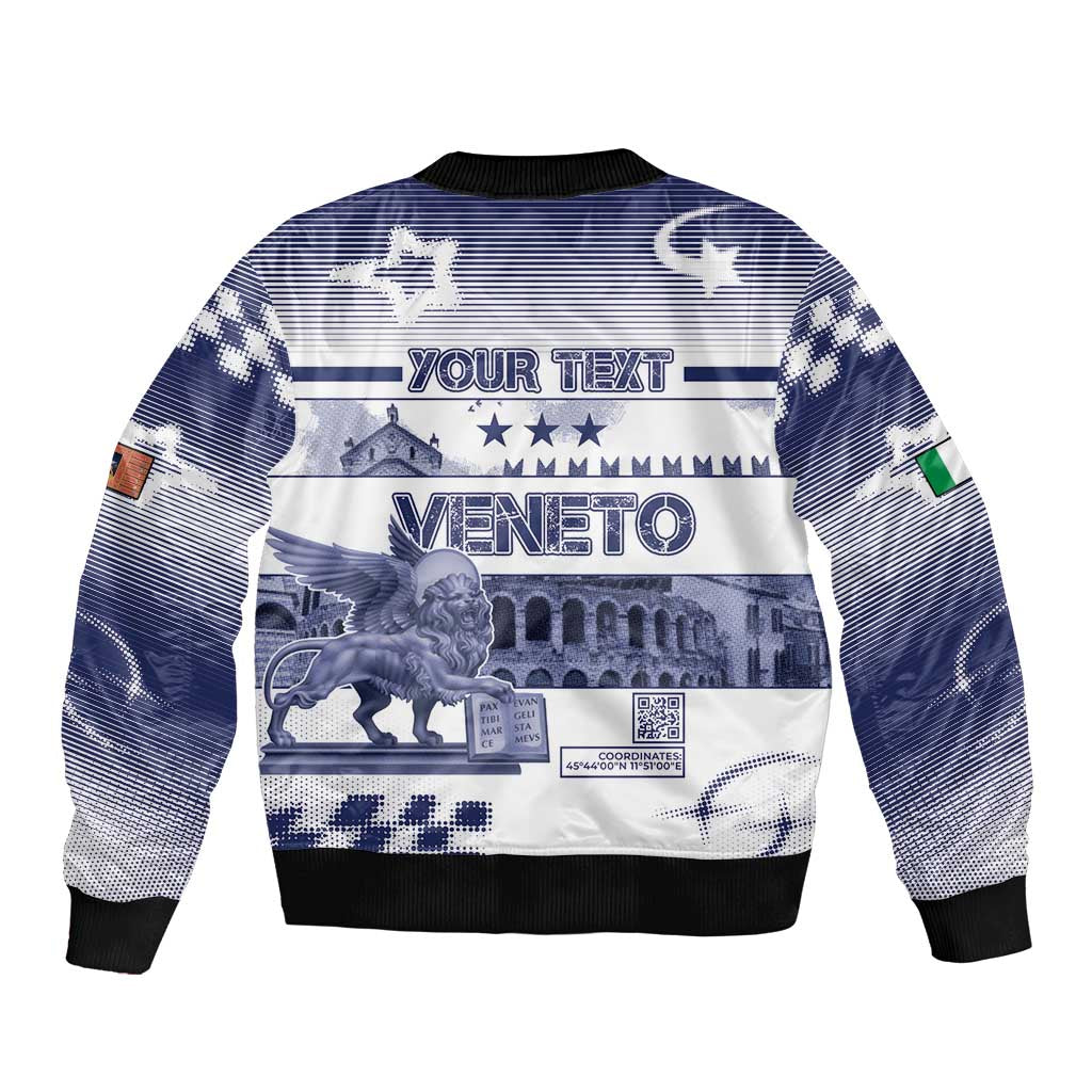Personalized Italy Veneto Sleeve Zip Bomber Jacket Lion Saint Mark Of Venetian Republic - Wonder Print Shop