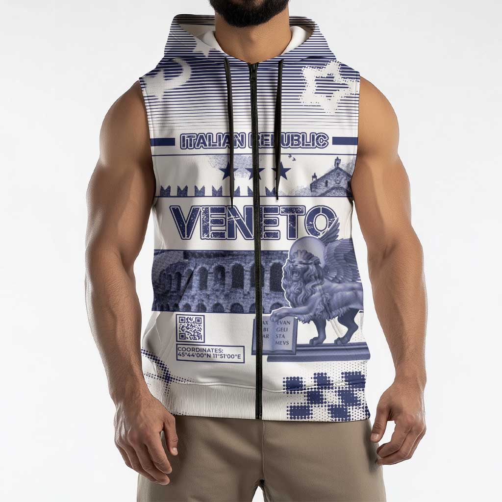 Personalized Italy Veneto Sleeveless Zip Hoodie Lion Saint Mark Of Venetian Republic - Wonder Print Shop