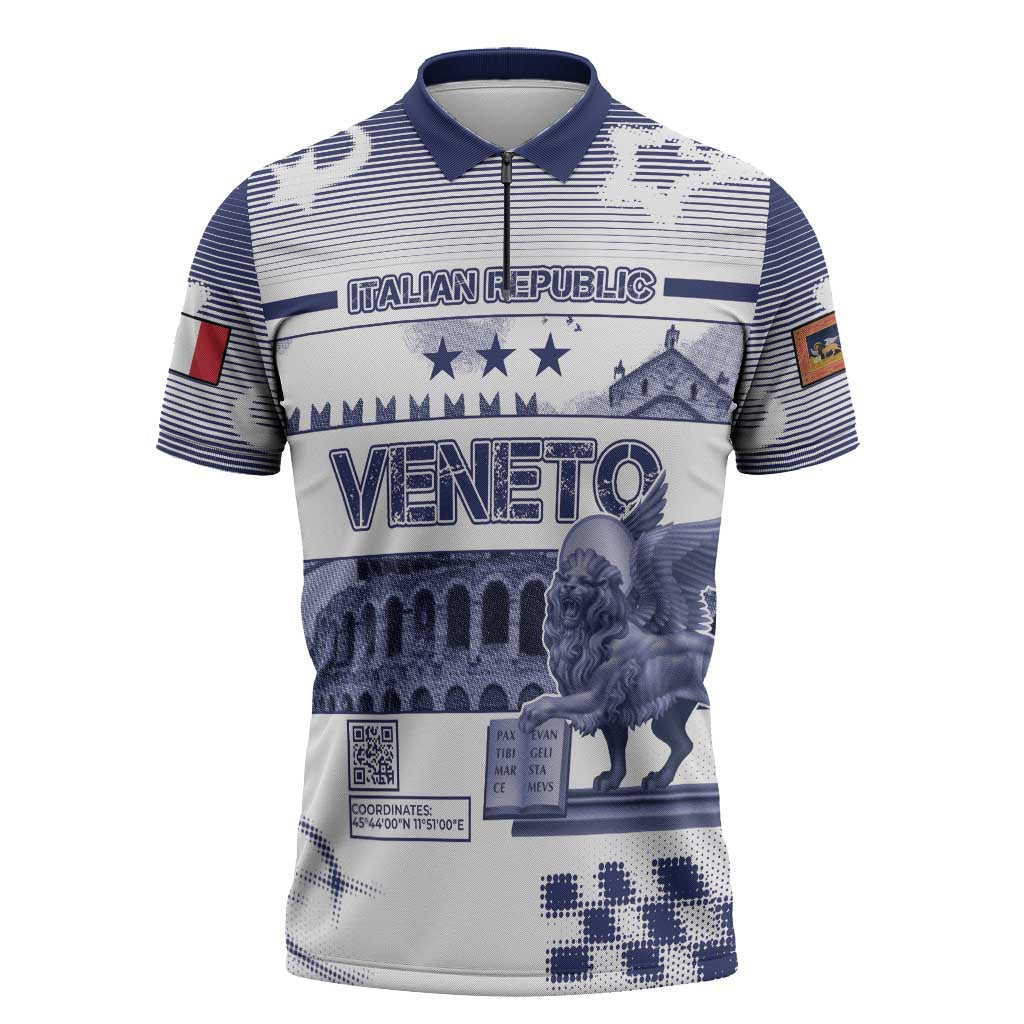 Personalized Italy Veneto Zipper Polo Shirt Lion Saint Mark Of Venetian Republic - Wonder Print Shop