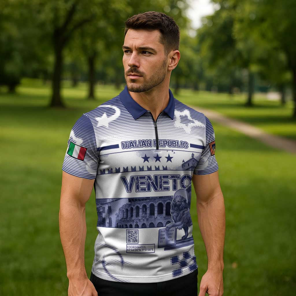 Personalized Italy Veneto Zipper Polo Shirt Lion Saint Mark Of Venetian Republic - Wonder Print Shop
